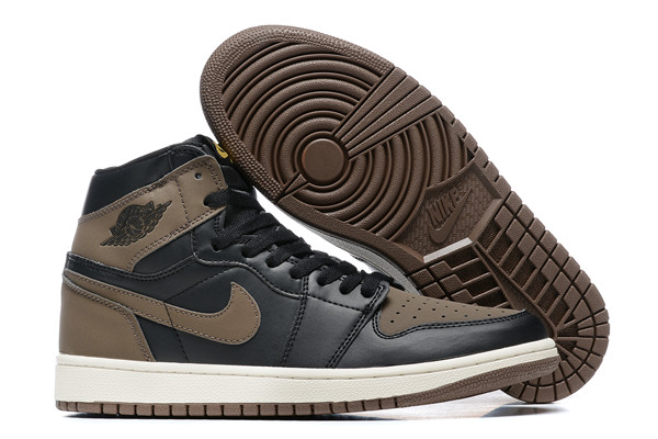 Men's Running Weapon Air Jordan 1 Black/Brown Shoes 0441 Men's Running Weapon Air Jordan 1 Black/Brown Shoes 0441